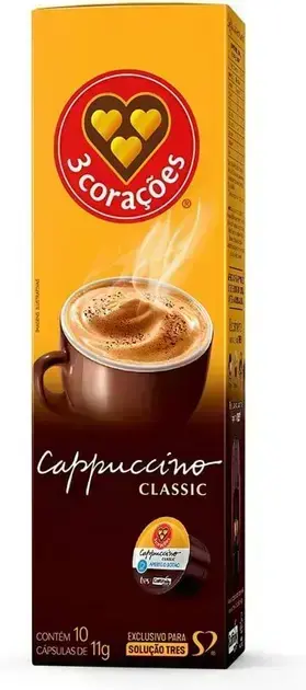 1. Cápsulas Três Corações, Cappuccino Clássico - Três Corações