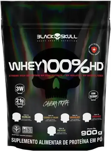 1. Refil Whey 100% HD Chocolate 900G - Black Skull