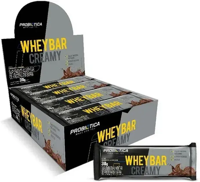 10. Whey Bar Creamy Chocolate 38G Cookies & Cream - Probiótica