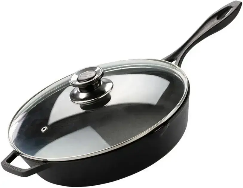 2. Frigideira De Ferro Fundido Com Tampa De Vidro 28 Cm - Fundição Santana