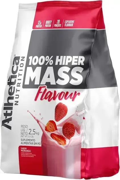 3. 100% Hiper Mass Flavour 2,5kg Morango - Atlhetica Nutrition