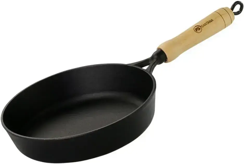 3. Frigideira Ferro Fundido Cabo Madeira 22cm - Panela Mineira
