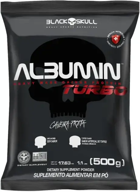 3. Refil Albumin Turbo Sem Sabor 500G - Black Skull