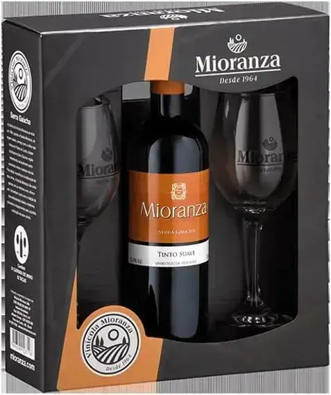 8. Kit Vinho Mioranza Tinto Suave + 2 Taças - Mioranza