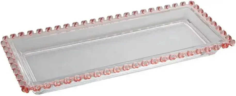 8. Travessa de Cristal Coração Borda Rosa 30cm - Lyor